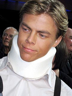Derek Hough Follows Doctor’s Orders, Wears His Neck Brace