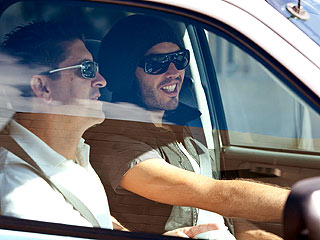 Russell Brand Gets Driving Lessons in L.A.