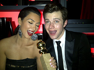 Kim Kardashian Gleeks Out at Golden Globes