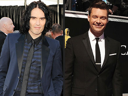 Russell Brand Plants Surprise Smooch on Ryan Seacrest | Russell Brand, Ryan Seacrest