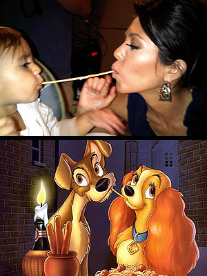 Kourtney Kardashian, Son Mason's Spaghetti Kiss