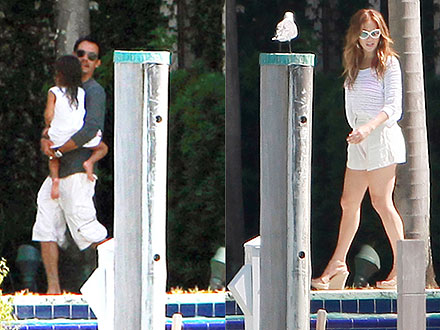 Jennifer Lopez Joins Marc Anthony by the Pool in Miami