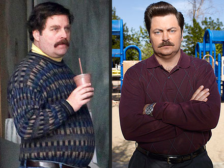 Zach Galifianakis Looks Like Nick Offerman (Ron Swanson): Pictures