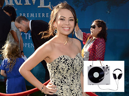 Janel Parrish Checks Out Deejay Equipment During Photo Shoot
