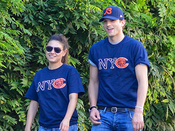Ashton Kutcher Spoon-Feeds Mila Kunis in N.Y.C.
