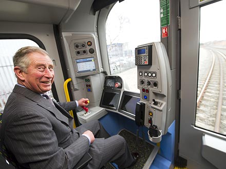 Prince Charles Drives a London Tube Train