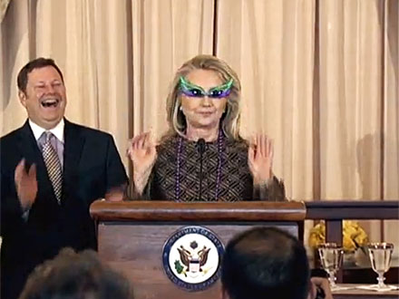 Hillary Clinton Sports Purple Shades (and Beads) for Swearing-In Ceremony