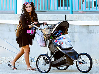 Snooki Walks a Baby Stroller Full of Beer & Party Supplies | Nicole Polizzi