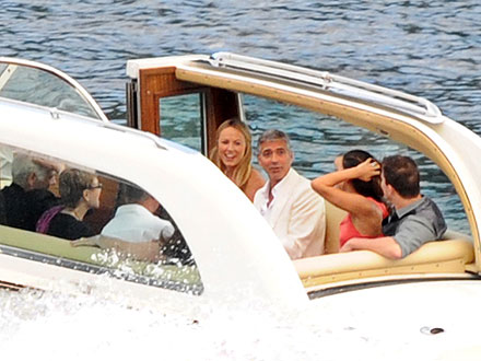 George Clooney, Channing Tatum, Stacy Keibler, Jenna Dewan on a Boat