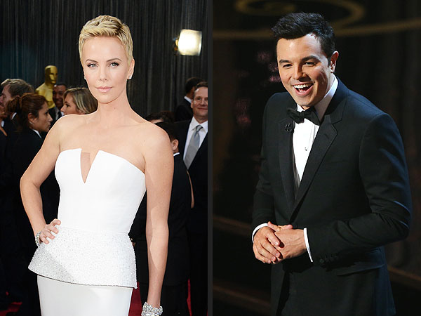 Seth MacFarlane & Charlize Theron 'Talk & Laugh' at Oscars After-Party