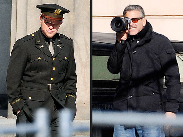 Matt Damon & George Clooney Look Sharp on Berlin Film Set