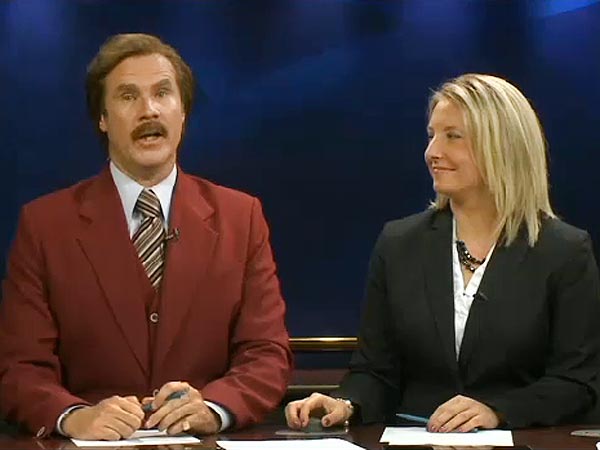 Will Ferrell as Ron Burgundy Anchors Bismarck Newscast