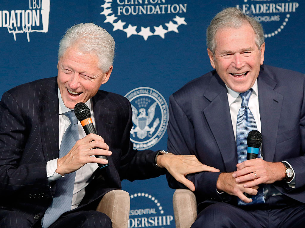 George W. Bush Preps Bill Clinton for the Grandfather Club