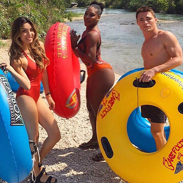 Serena Williams Wears Red Swimsuit, Goes Tubing with Arrow Star Colton Haynes