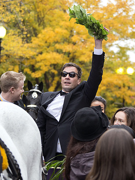 Jimmy Fallon Takes a Tumble at Harvard University