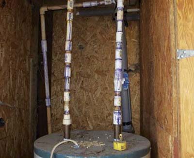 water heater pipes constructed from multiple couplings