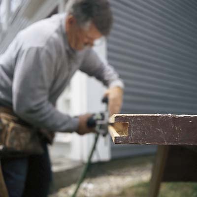 routing the dado, door on sawhorse