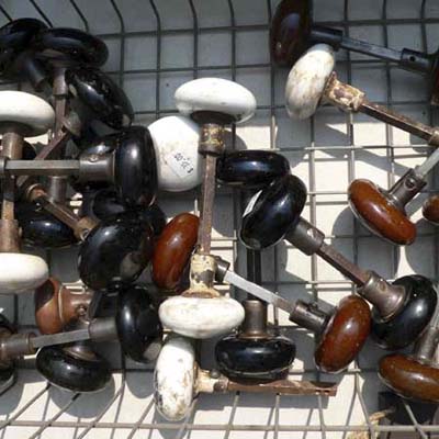 porcelain doorknobs at Salvage Fest