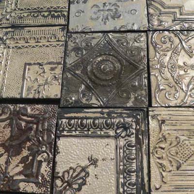 mounted tin tiles at Salvage Fest