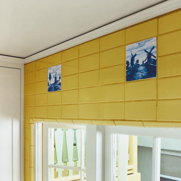 handcrafted blue and white tiles