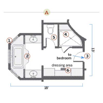 After floor plan of renovated bath
