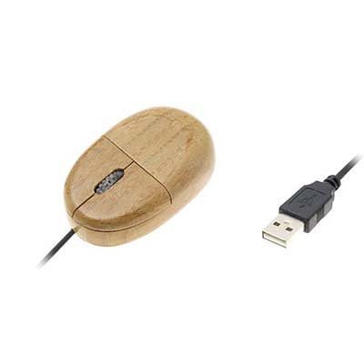bamboo encased USB computer mouse