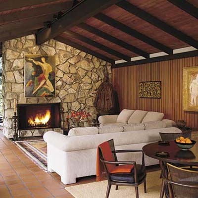 Living room with post-and-beam construction