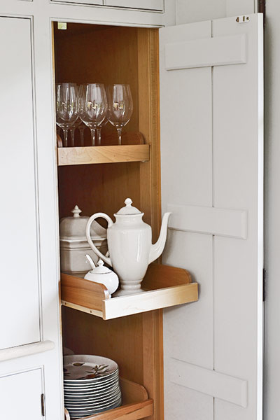 cabinet and open shelve storage