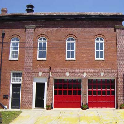 brick firehouse turned art gallery