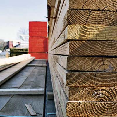 Red coated fir joists