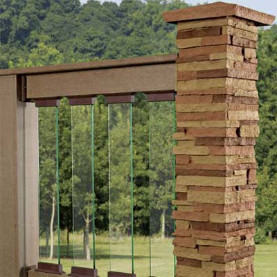 tempered glass railings with composite wood