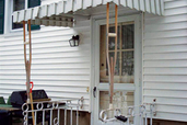crutches holding up an entry awning