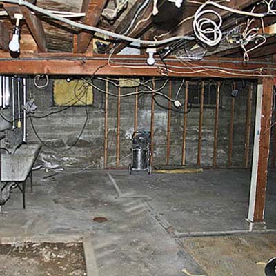 basement family room before remodel