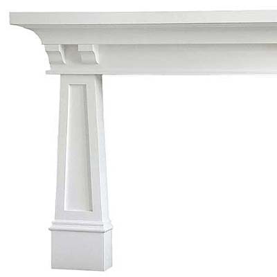 modern white mantel with tapered legs