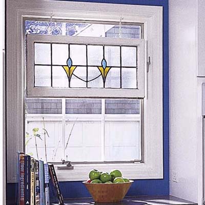 blue kitchen window