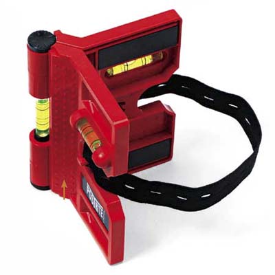 Postrite level from Kapro with a 90-degree bend, elasic strap and magnets on the face