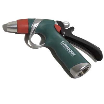 pistol-shaped hose nozzle with fully adjustable spray from gilmour