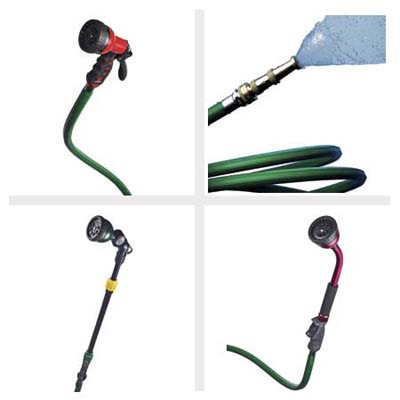 Let us spray green red garden hose nozzle