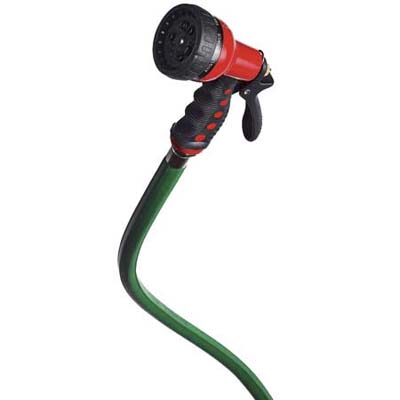 Dramm's versatile Revolver hose nozzle has nine spray pattern