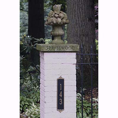 gold numbers on powder-coated cast-aluminum plaque