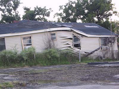 wrecked house in Lower Ninth Ward