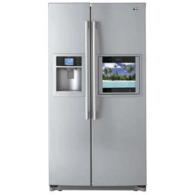 LG refrigerator with an LCD screen built in