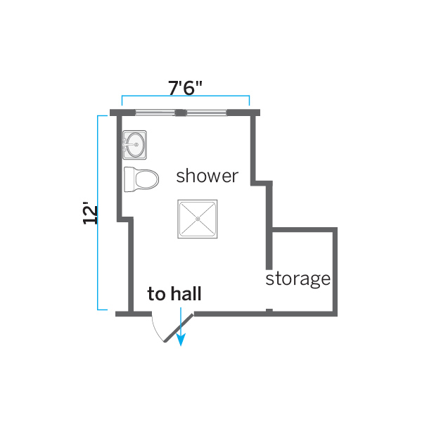 before floor plan of attic bathroom