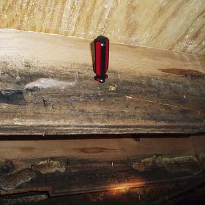 the same house for sale had a home-made vent boot to stop roof leaks and seventeen rotted floor joists