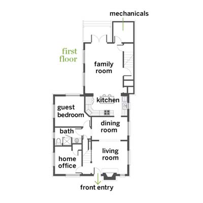1st floor plans at a cottage remodel in Austin, TX