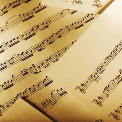 jumble of sheet music pages