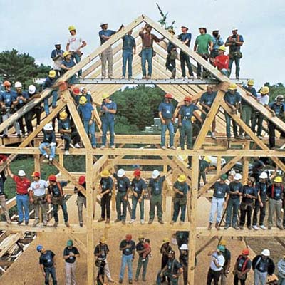 barn raising at the Concord TV Project from 1989