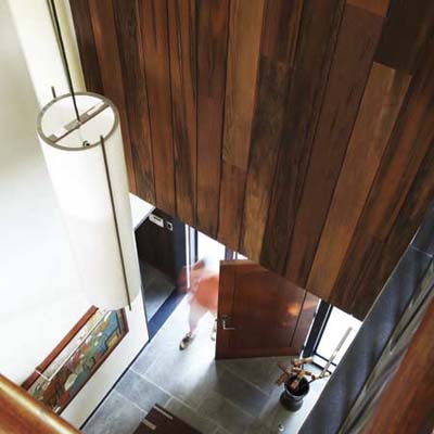 entryway of the Cambridge TV Project from 2006 made from old wine barrels