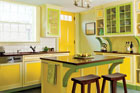 bold kitchen painted with yellows of equal intensity