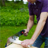 handsaw cutting pvc pipe pipe